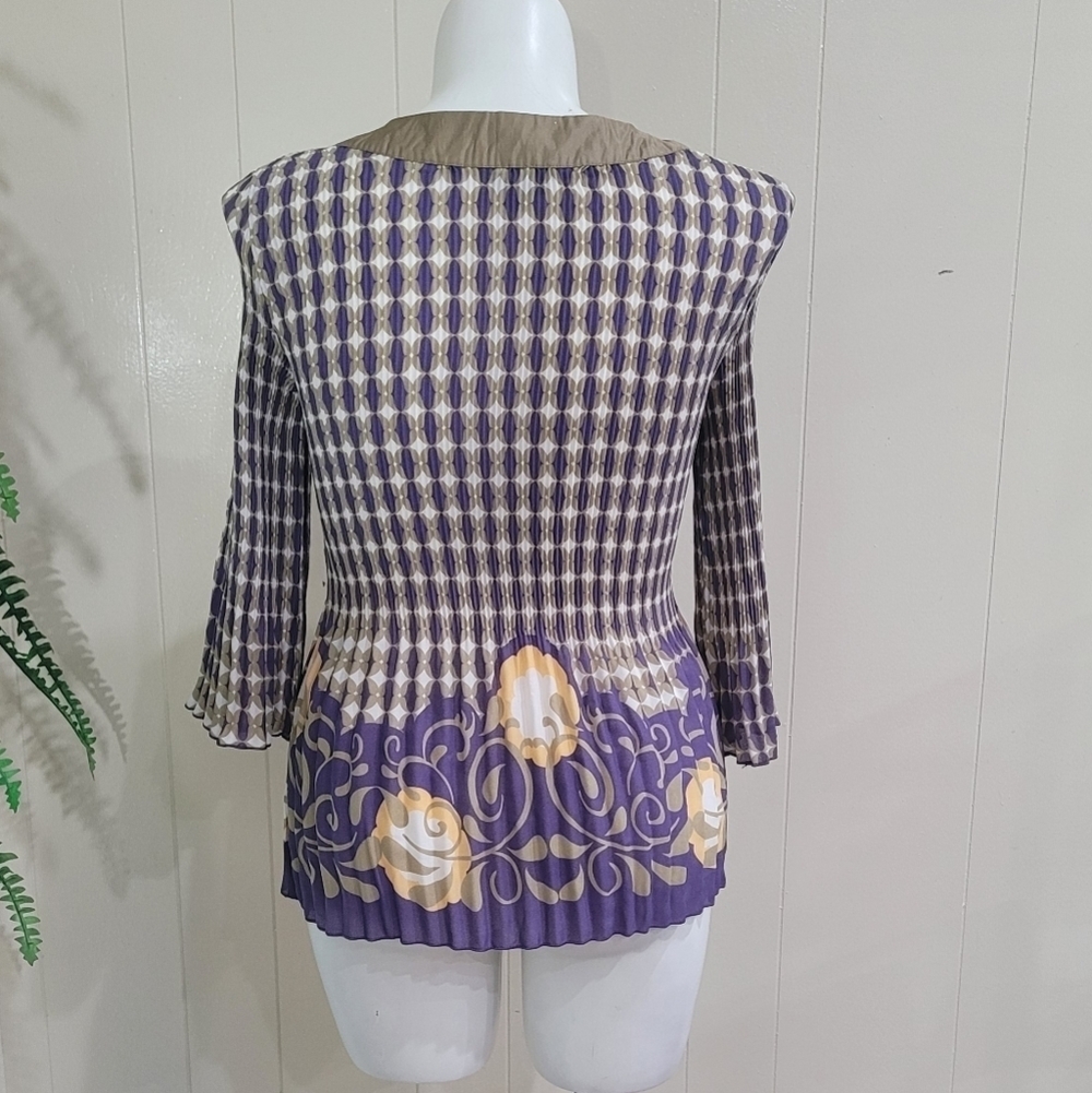 Vintage 90s PIANO Lightweight Pleated Shirt Blouse Womens Top Size L - Picture 6 of 11